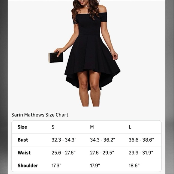 Sarin Matthews Off-Shoulder, High/Low, LBD! Worn 1x! Flattering & Versatile! Med - Picture 9 of 16